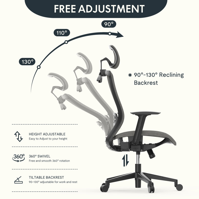 Inbox Zero Breathable Ergonomic Mesh Office Chair With